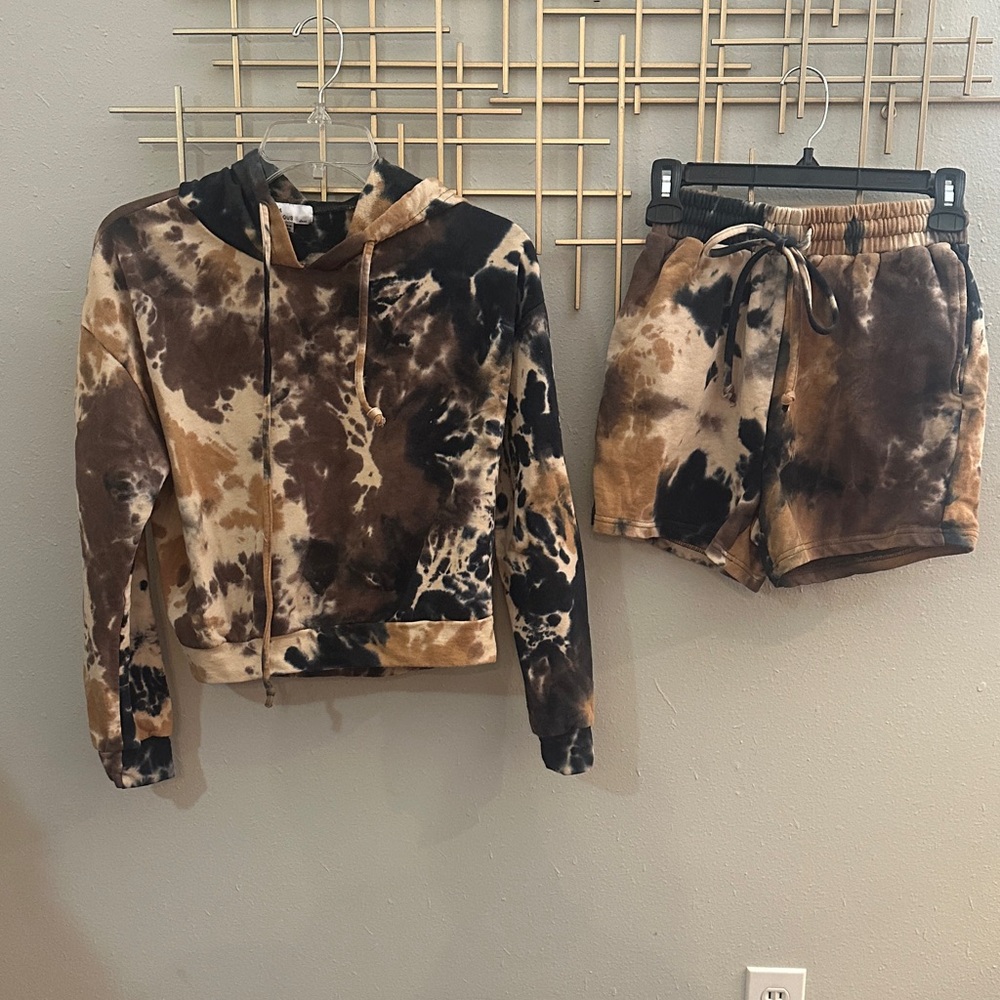Tie-Dye Hoodie and Shorts Set